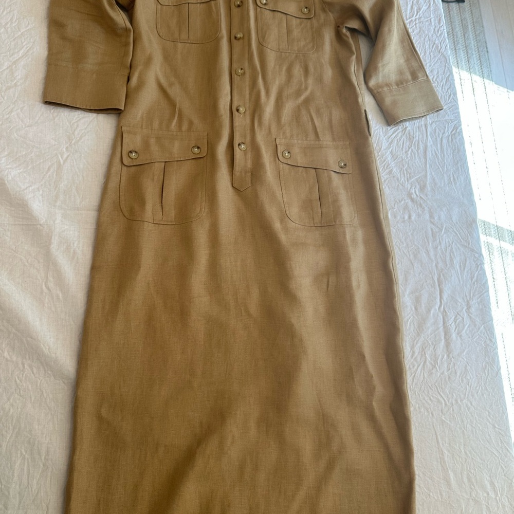Ralph Lauren Tan Linen Utility Dress
